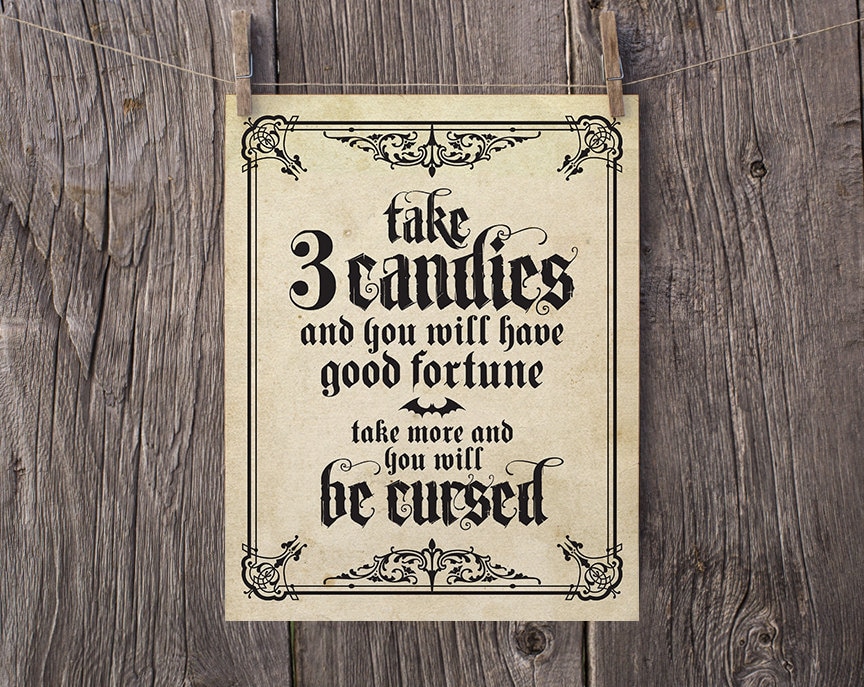 Take 3 Treats or Be Cursed - Black Halloween Door Sign Take 3 Treats or Be Cursed - Black Halloween Door Sign
