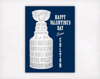 PRINTABLE Personalized Valentines for Kids, Stanley Cup Hockey Valentine's Day Cards, Navy Boys Valentine Card, Customized Sports Valentine