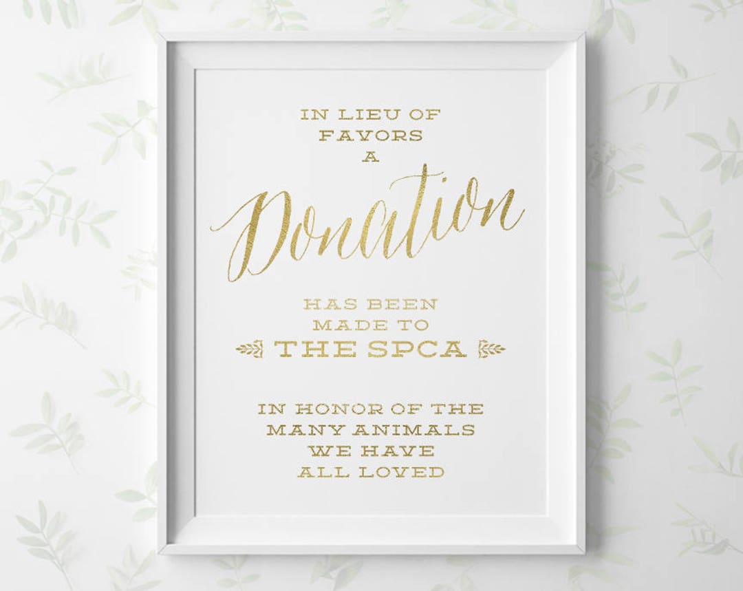 Donation Gold Foil Sign / Custom Please Consider a Donation 