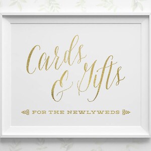 PRINTABLE Wedding Signs, Gold Wedding Cards and Gifts Sign, Card Box Sign, Gift Table Sign, Spring Wedding Card Sign, Instant Download WS1GP