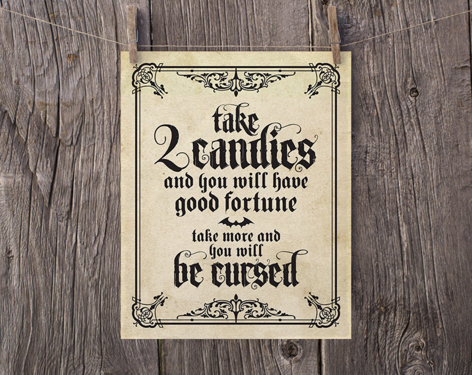 PRINTABLE Halloween Sign, Take 2 Candies Halloween Door Sign, Take a ...