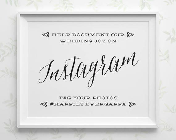 Printable Instagram Sign Wedding Hashtag Sign Document Our Etsy