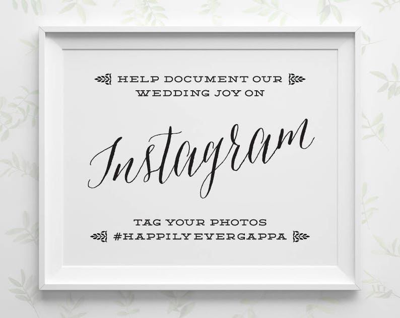 AFDRUKBAAR Instagram teken, bruiloft hashtag teken, document onze bruiloft vreugde rustiek zwart-wit Instagram foto teken direct downloaden, WS1BP afbeelding 1
