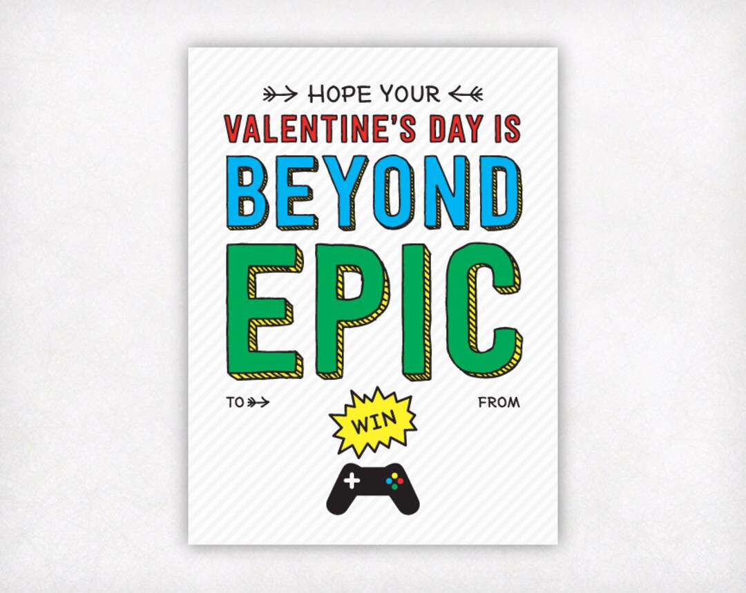 PRINTABLE Kids Valentine Card Video Game Valentines Day Etsy