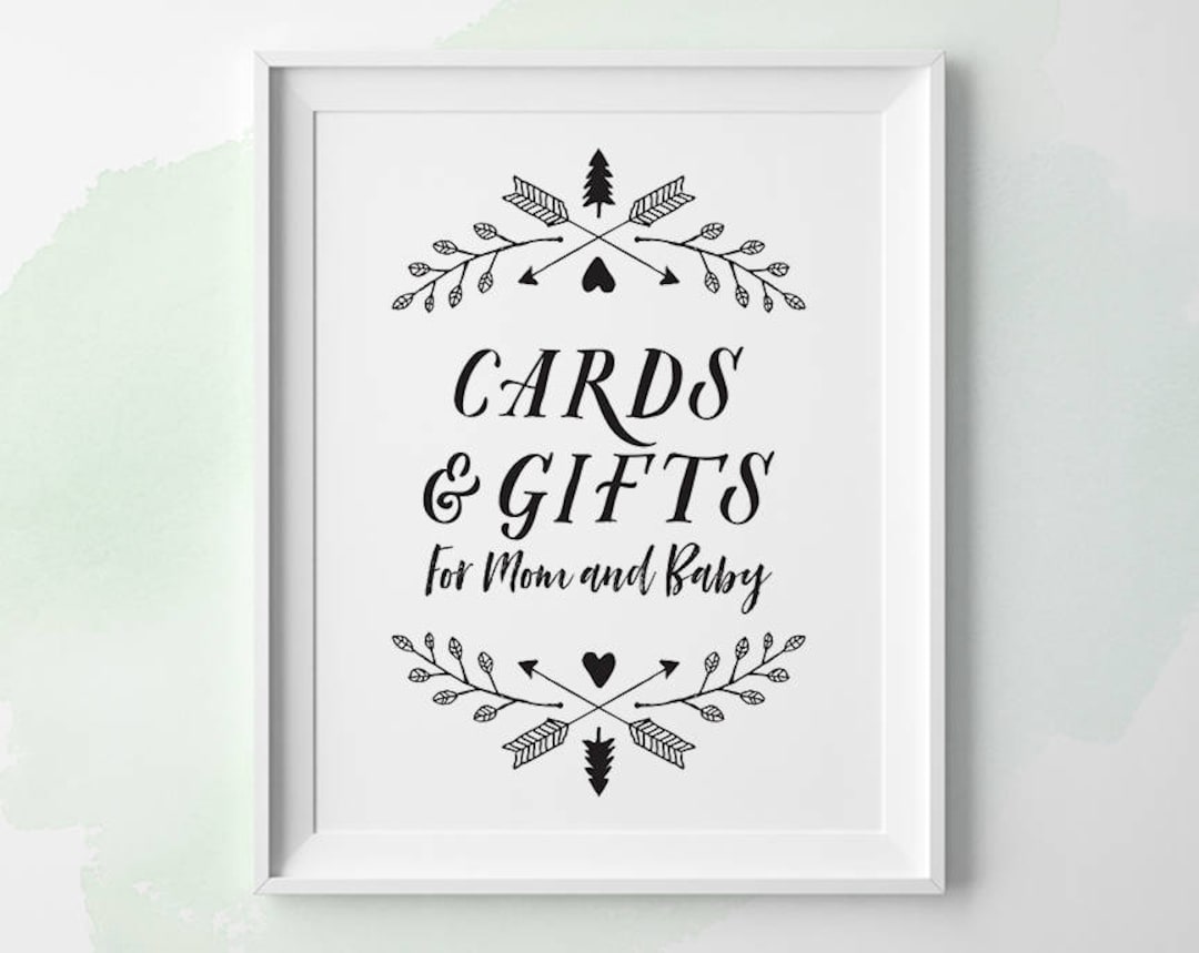 PRINTABLE Baby Shower Cards and Gifts Sign, Adventure Baby Shower Signs ...
