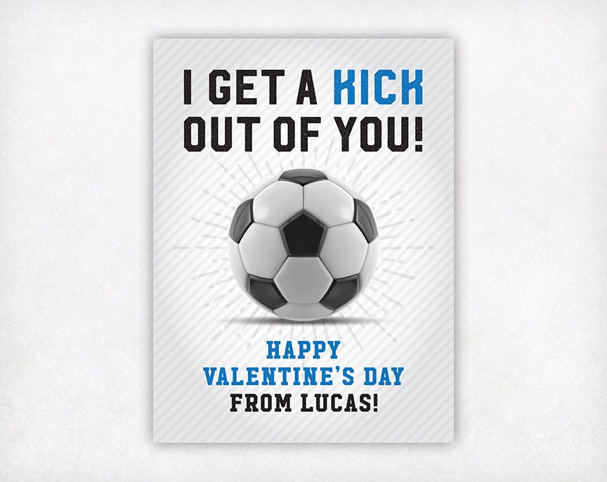 PRINTABLE Valentines for Kids Blue Personalized Soccer | Etsy