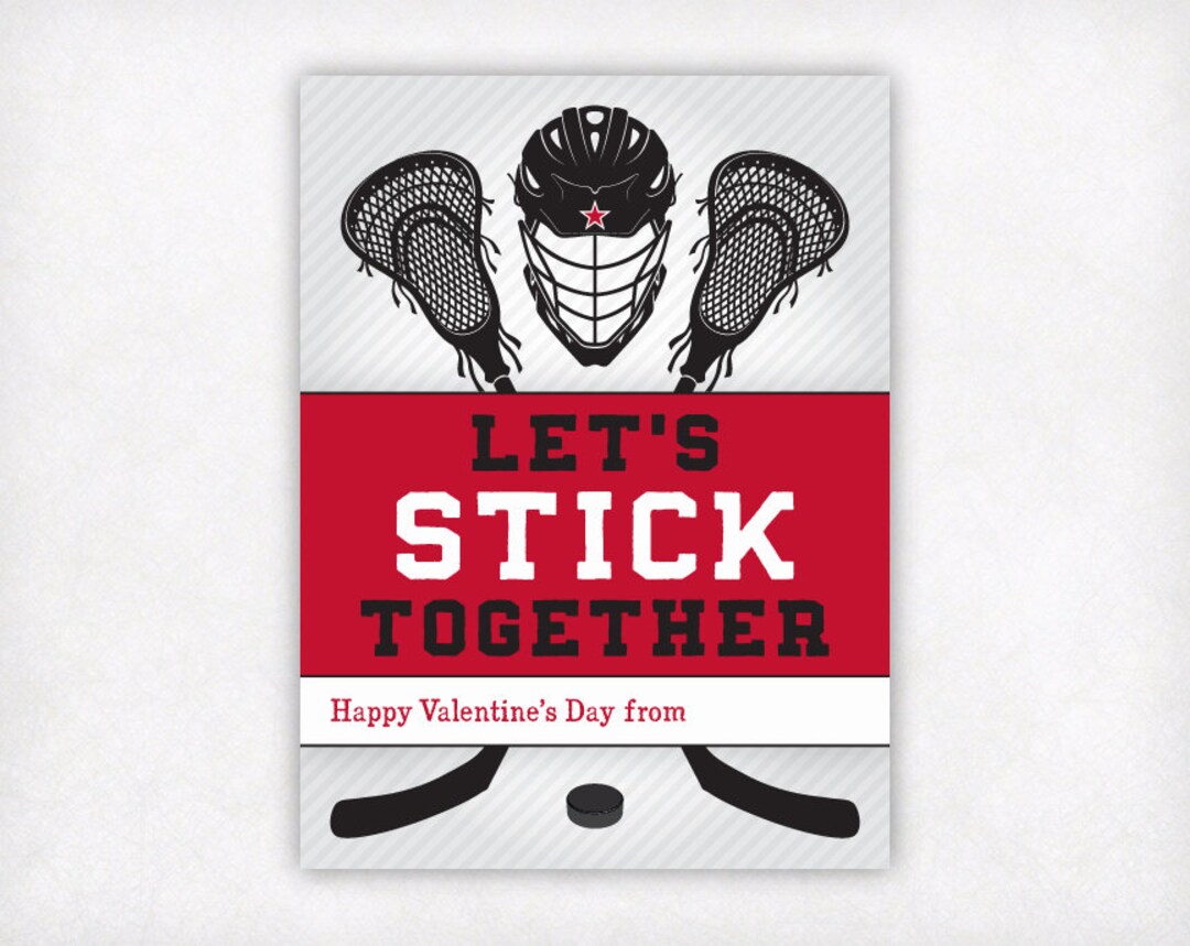 PRINTABLE Lacrosse and Hockey Valentine's Day Card, Valentines Cards