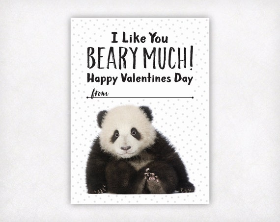 PRINTABLE Panda Bear Valentines Day Cards for Kids Instant ...