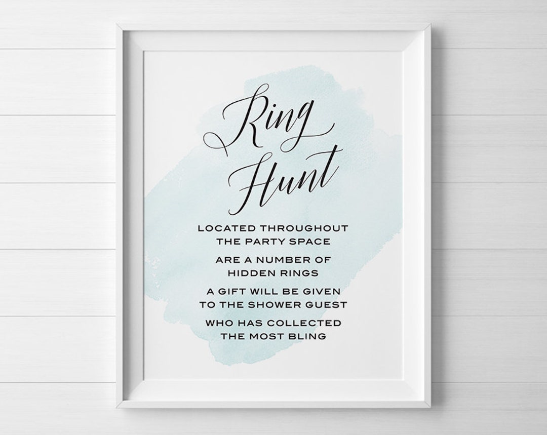 PRINTABLE Bridal Shower Games Sign, Ring Hunt Game Sign, Find the ...