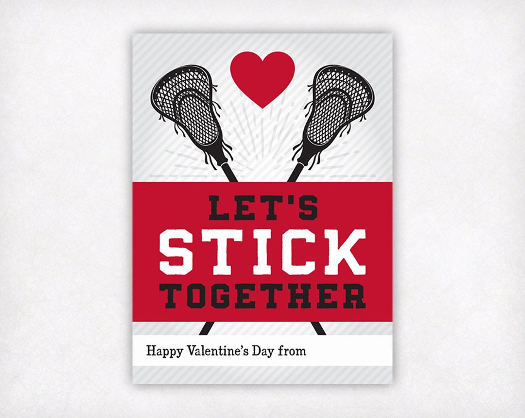 PRINTABLE Lacrosse Valentine's Day Card, Red Heart Valentines Cards for ...