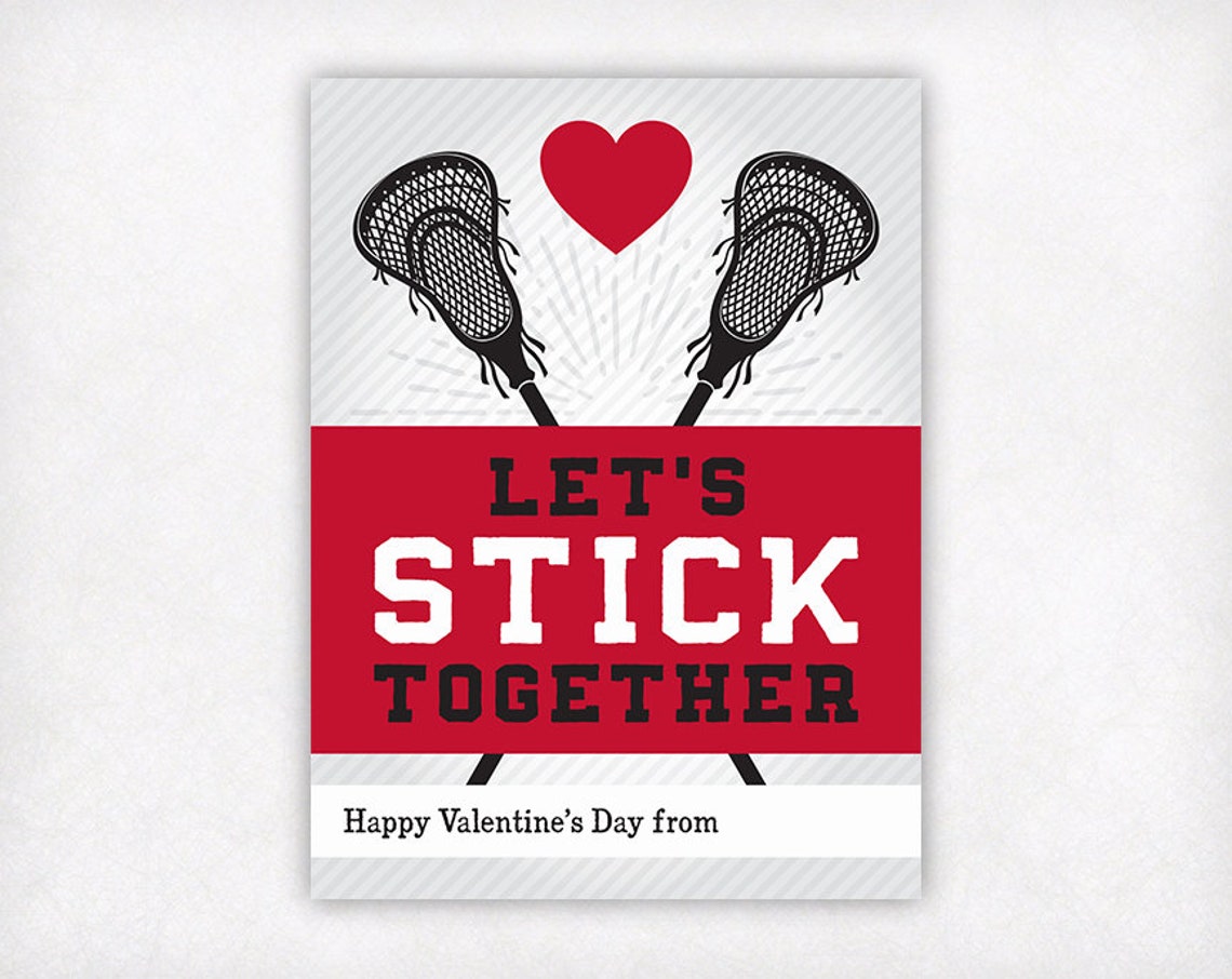 PRINTABLE Lacrosse Valentine's Day Card Red Heart Etsy
