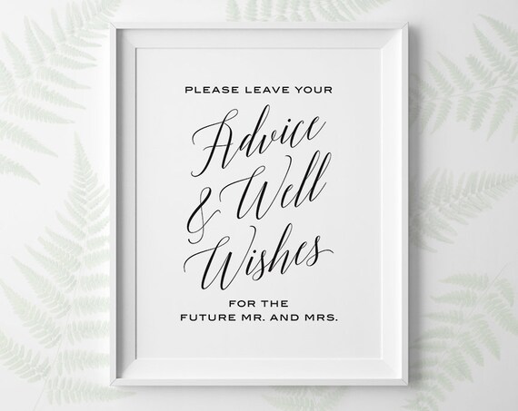 PRINTABLE Wedding Signs Please Leave Your Advice and Well | Etsy
