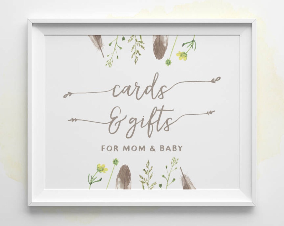 PRINTABLE Boho Baby Shower Cards and Gifts Sign, Bohemian Baby Shower ...