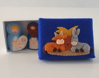 Caja de Belén María, José y Jesús - Kit de manualidades completo con patrón incluido