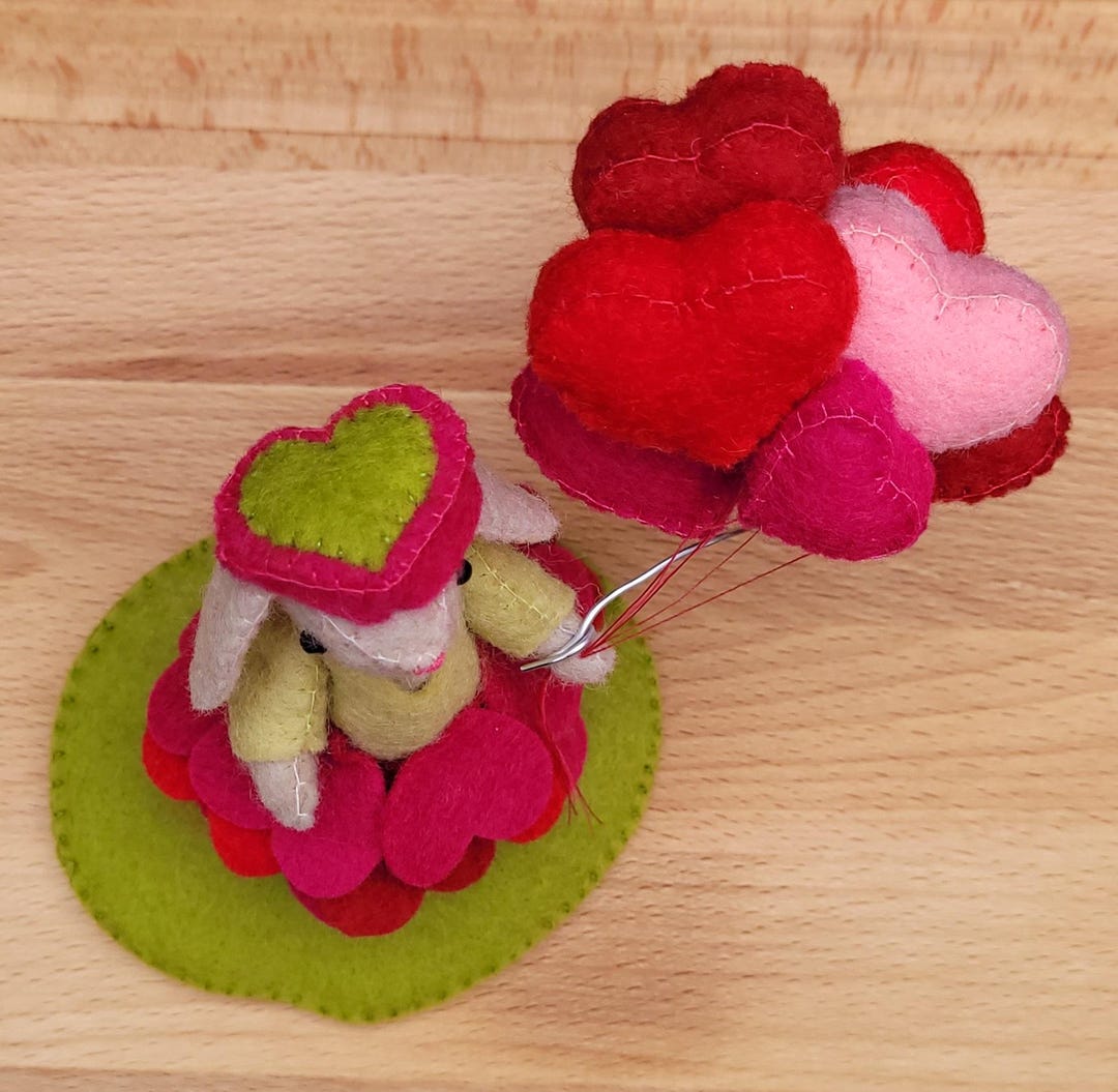 Bunny With Heart Balloons - DIY Felt Craft Kit With Pattern - Etsy