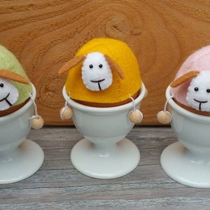 Felt sheep with dangling feet egg warmers - DIY kit