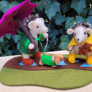 Hedgehogs stomping in the puddles DIY felt kit image 2