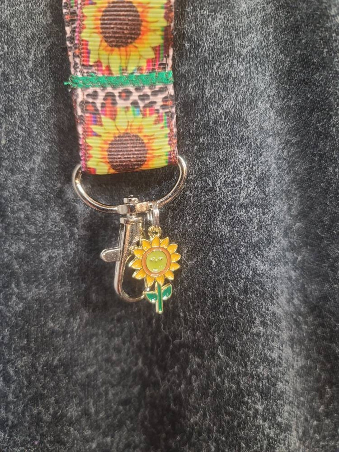 Sunflowers long lanyard with Sunflower charm Etsy
