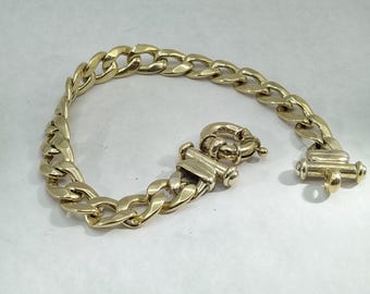 Antique chain bracelet with hollow links in 9 K gold