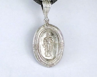 Colgante de Asclepio, con impresión en huecograbado del dios de la medicina de la antigua Grecia en plata de ley.