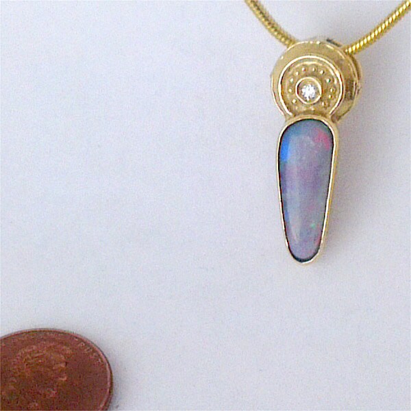 Australian Black Fire Opal Pendant in Solid 18 Carat Gold Set Etsy