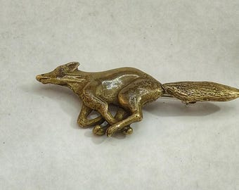 Bronze Fox Broach hand made in bronze with fittings in  solid sterling silver.
