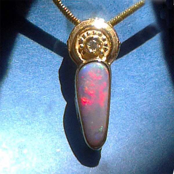 Australian Black Fire Opal Pendant in Solid 18 Carat Gold Set Etsy