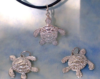 Baby Turtle Pendant in Solid 925 Sterling Silver