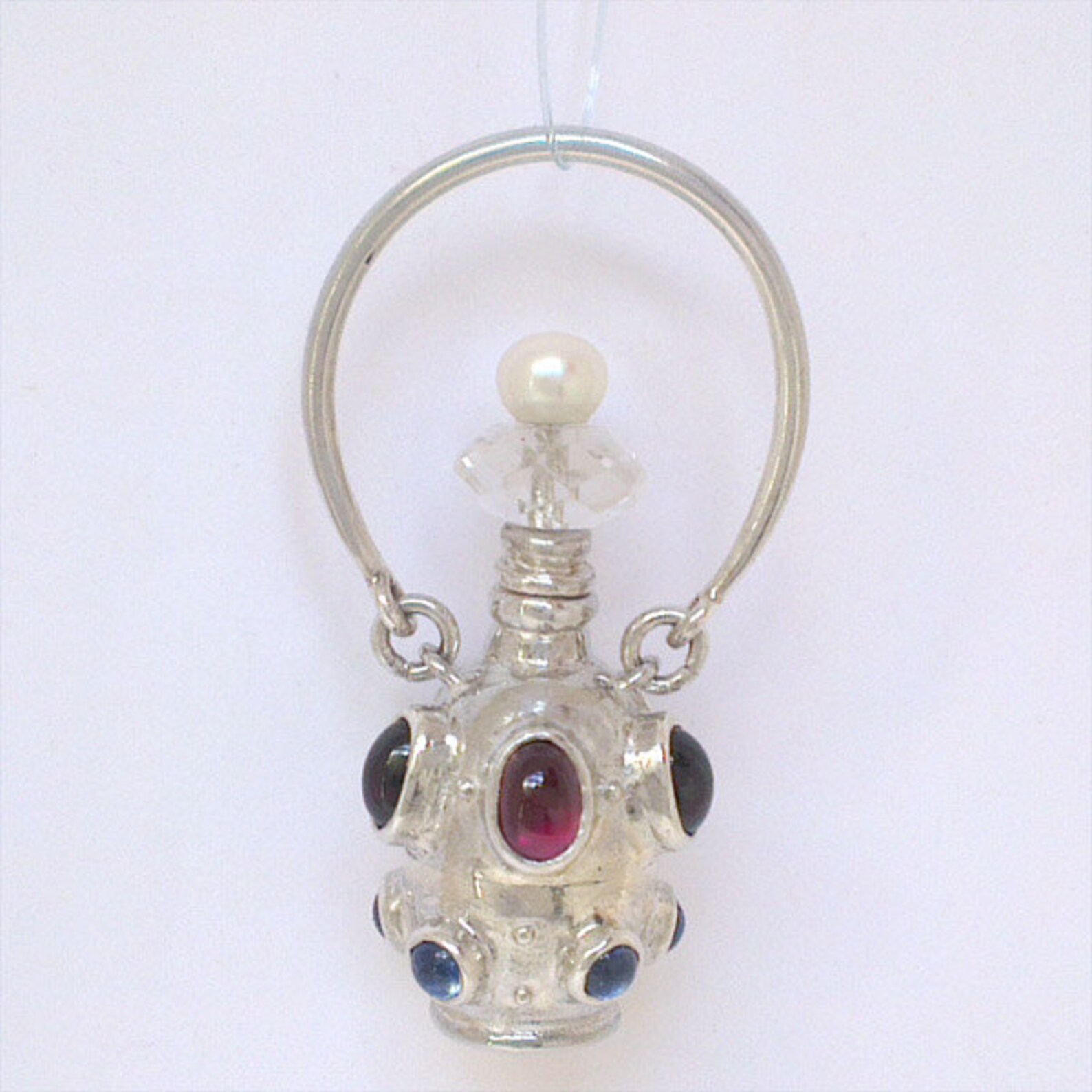Perfume bottle Pendant in silver 925 set with 5 round Etsy