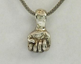 Fist Pendant Lucky charm in Sterling Silver