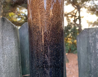 Ombré copper to brown to black glitter tumbler