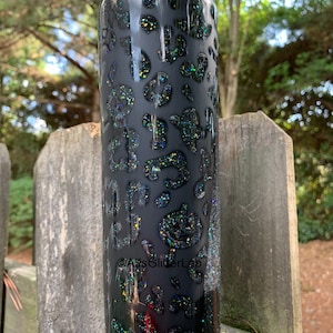 Halloween Leopard Cheetah peekaboo Glitter Tumbler
