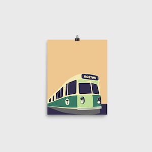 Art Print - Boston Green Line Trolley, 8x10, 12x12, 16x20, 18x24, 24x36 | The T | Subway | MBTA | Trains | Minimalist City (Unframed)