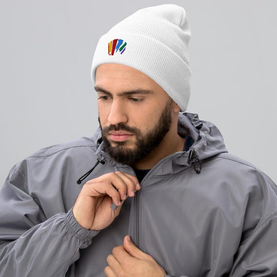 Boston Rainbow Swash Beanie: Embroidered Knit Winter Cap - Etsy display picture 3