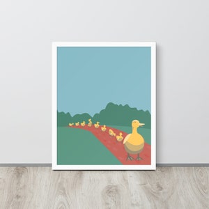 Framed Art Print - Make Way for Ducklings, 8x10, 12x12, 16x20 | Boston Public Garden | Kids & Baby Gift | Minimalist City (FREE SHIPPING)