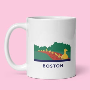 Coffee + Tea Mug - Boston Make Way For Ducklings | Public Garden | Robert McClosky | White 11oz Ceramic | Minimalist City Design