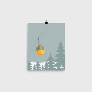 Art Print - Ski Gondola, 8x10, 12x12, 16x20, 18x24, 24x36 | New England | Rocky Mountains | Winter Snow | Minimalist  (Unframed)