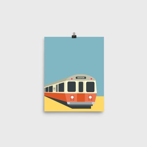 Art Print - Boston Orange Line Train, 8x10, 12x12, 16x20, 18x24, 24x36 | The T | Subway | MBTA | Transportation | Minimalist City (Unframed)