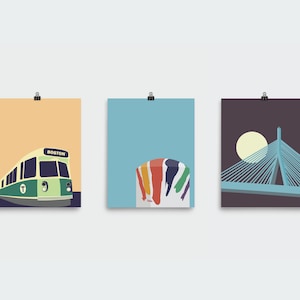 Gallery Set of 3 - Boston City Art Prints | Choose Any 3 Posters | Red Sox | Swan Boats | Ducklings | Green Monster | Souvenir (Unframed)