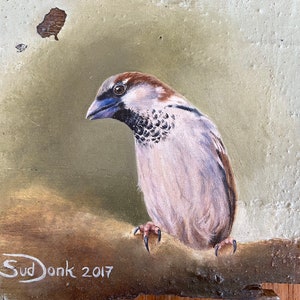 Mus 27, origineel schilderij, olieverfschilderij, vogelkunst