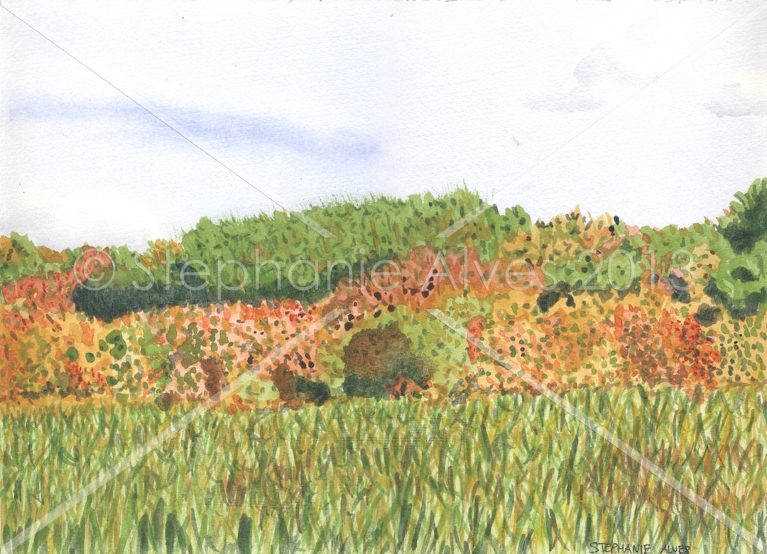 Original Watercolor Painting of Autumn Scene 10x14 - Etsy