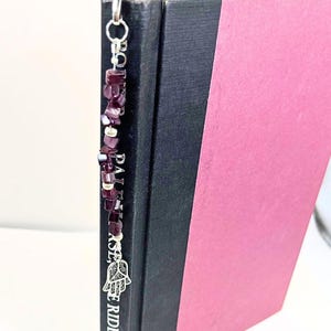 Hamsa Charm Amethyst Beaded Bookmark: Handmade Book Lover Gift