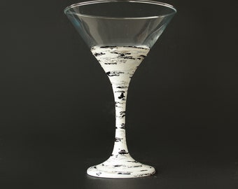 Birch Martini Glass, Hand Painted