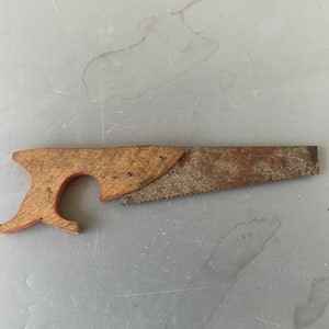 Small Vintage Hand Saw, Primitive Hand Saw, Cutting Tool Wooden Handle