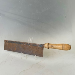 Vintage Hand Saw Wooden Handle, Primitive Hand Saw Cutting Tool, Farm Saw, Rusty Saw