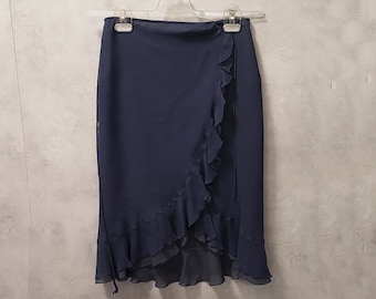 Vintage ARMANI rok blauwe zijde maat S