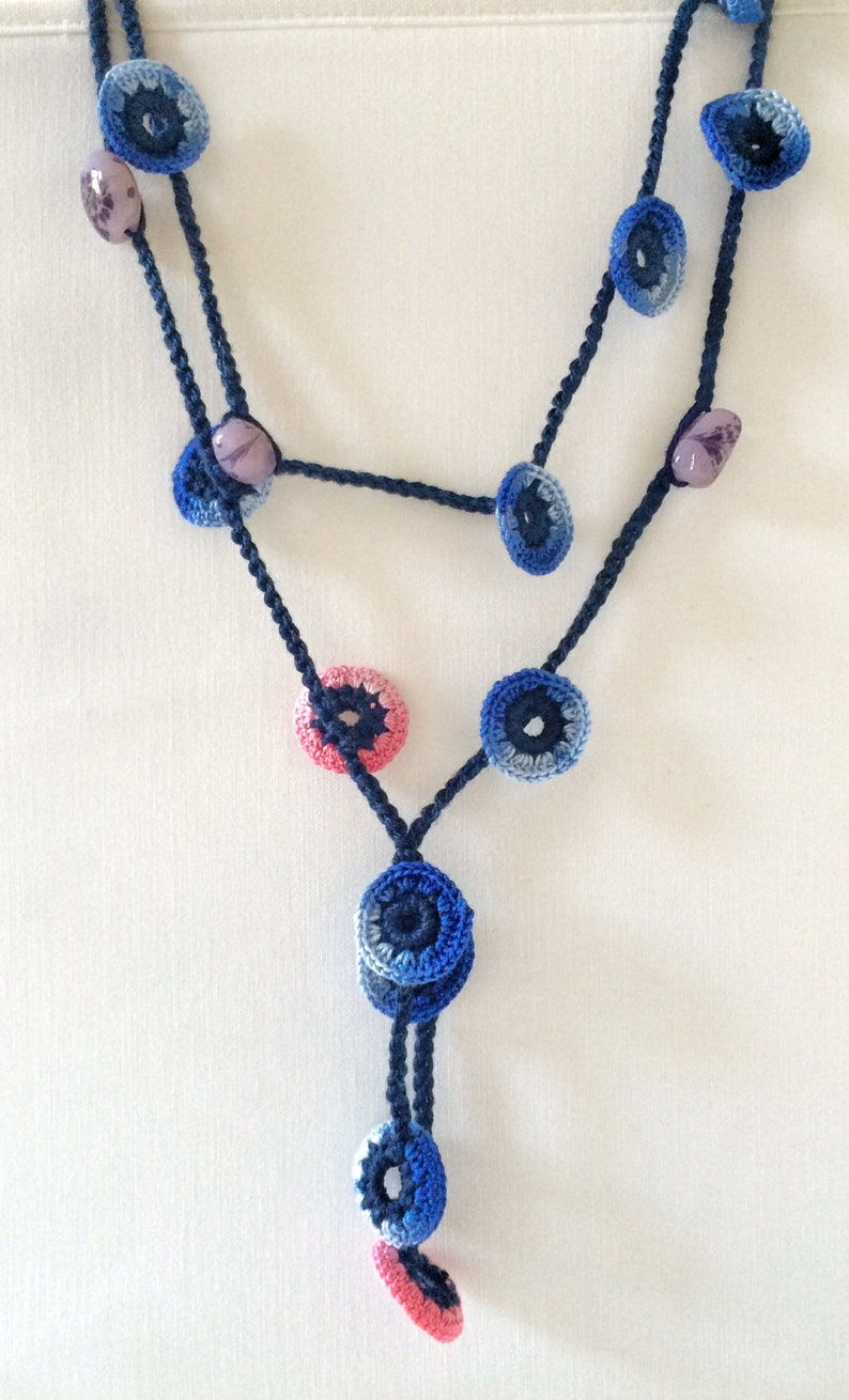 Collier écharpe Crochet Perles Strass Noir - Neuf Avec étiquette TeSori
