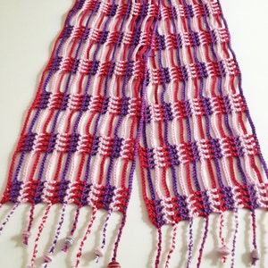 Violets and roses beaded crochet summer scarf