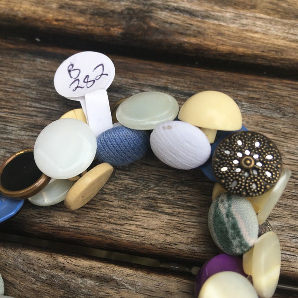 Cream Domed Recycled Button Bracelet