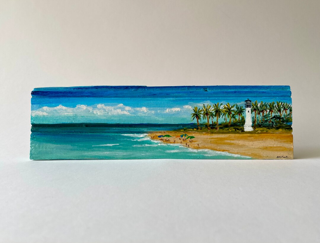 Historic Cape Florida Lighthouse Painting on Rare Antique Bead Etsy